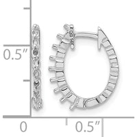 14K White Gold Hinged Huggie Earrings with Round Diamond Mountings - 16 x 1.5mm by Monteluci Fine Jewelry