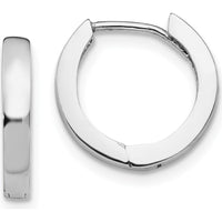 14K White Gold Hinged Huggie Hoop Earrings - Classic Round Design by 0