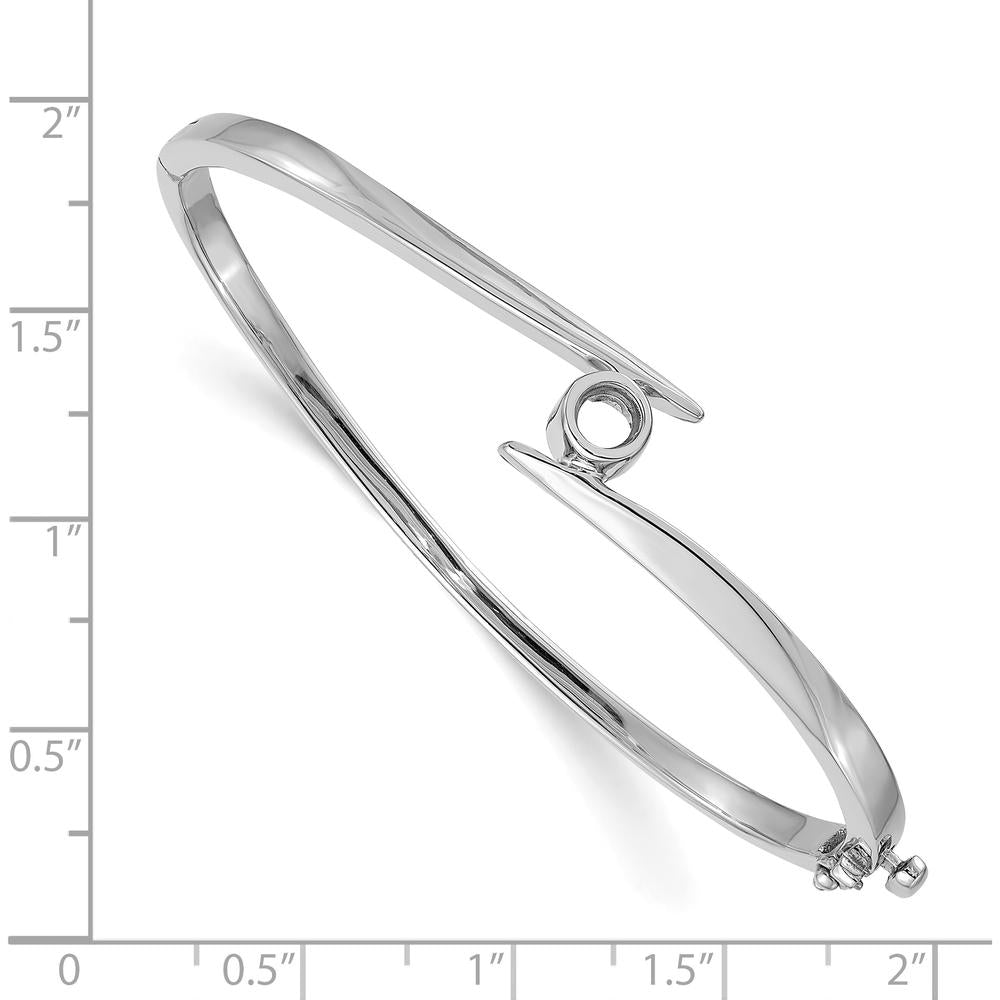 14K White Gold Hinged Oval Bangle Bracelet Mount for 4.75mm Round Diamond - 1/2 Carat Stone Capacity by Oro Pregiato