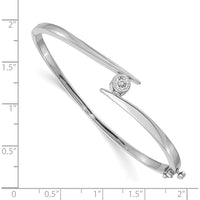 14K White Gold Hinged Oval Bangle Bracelet Mount for 4.75mm Round Diamond - 1/2 Carat Stone Capacity by Oro Pregiato