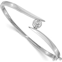 14K White Gold Hinged Oval Bangle Bracelet Mounting for 0.45 Carat 5mm Round Stone by Oro Pregiato