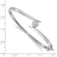 14K White Gold Hinged Oval Bangle Bracelet Mounting for 0.45 Carat 5mm Round Stone by Oro Pregiato