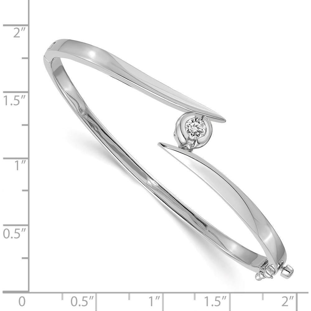 14K White Gold Hinged Oval Bangle Bracelet Mounting for 0.45 Carat 5mm Round Stone by Oro Pregiato