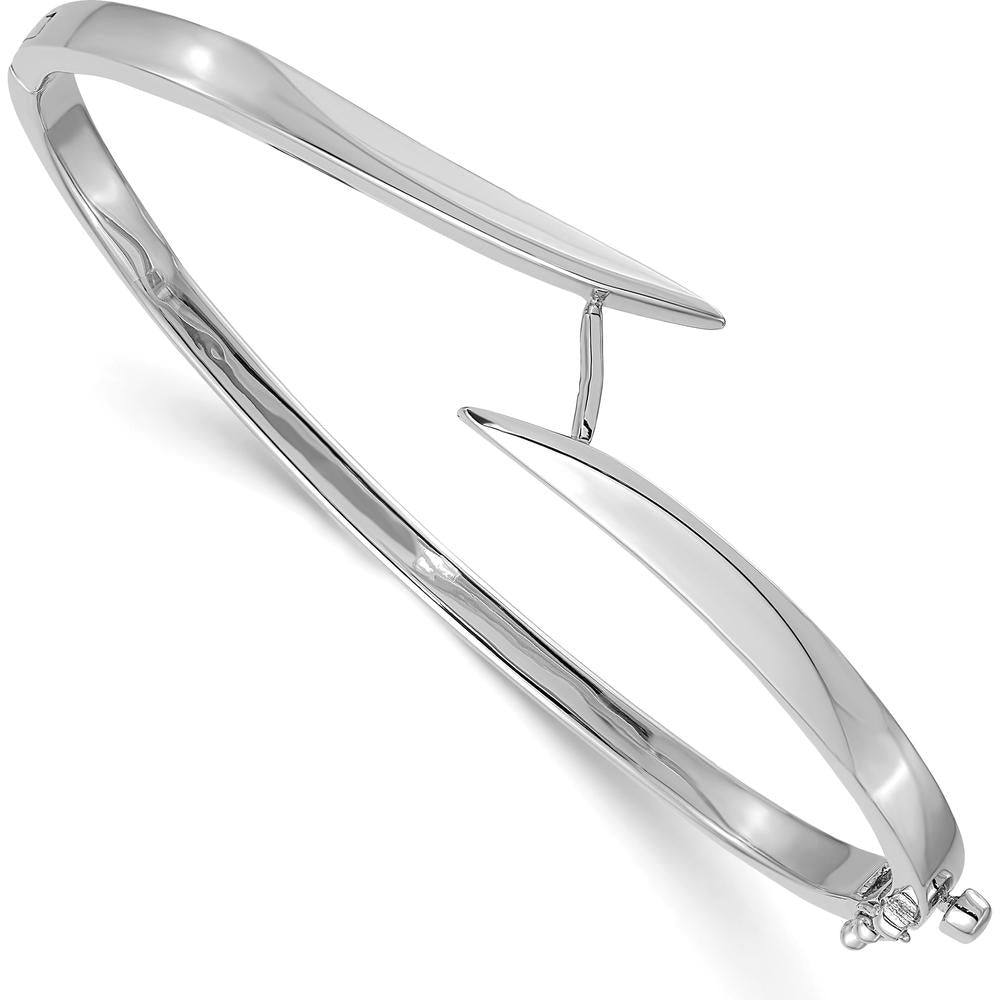 14K White Gold Hinged Oval Bangle Bracelet Mounting for 0.45 Carat 5mm Round Stone by Oro Pregiato