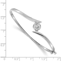 14K White Gold Hinged Oval Bangle Bracelet Mounting for 0.75 Carat 5.75mm Round Diamond by Oro Pregiato