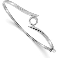 14K White Gold Hinged Oval Bangle Bracelet Mounting for 0.75 Carat 5.75mm Round Diamond by Oro Pregiato