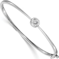 14K White Gold Hinged Oval Bangle Bracelet Mounting for 1.0 Carat Round Stone by Oro Pregiato