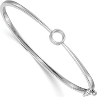14K White Gold Hinged Oval Bangle Bracelet Mounting for 1.0 Carat Round Stone by Oro Pregiato