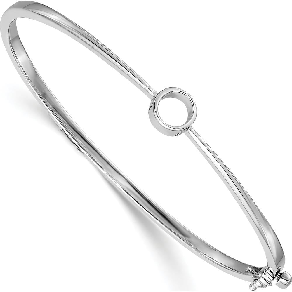 14K White Gold Hinged Oval Bangle Bracelet Mounting for 1.0 Carat Round Stone by Oro Pregiato