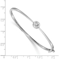14K White Gold Hinged Oval Bangle Bracelet Mounting for 1.0 Carat Round Stone by Oro Pregiato