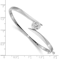 14K White Gold Hinged Oval Bangle Bracelet Mounting for 1.00 Carat Round Diamond - Polished Rhodium Finish by Oro Pregiato