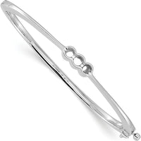 14K White Gold Hinged Oval Bangle Bracelet Mounting for 1/2 Carat Round Diamonds - Polished Rhodium Finish by Oro Pregiato