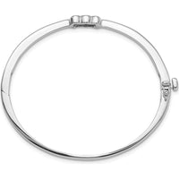 14K White Gold Hinged Oval Bangle Bracelet Mounting for 1/2 Carat Round Diamonds - Polished Rhodium Finish by Oro Pregiato