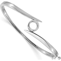 14K White Gold Hinged Oval Bangle Bracelet Mounting for 1 Carat Round Stone by Oro Pregiato