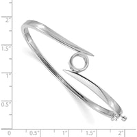 14K White Gold Hinged Oval Bangle Bracelet Mounting for 1 Carat Round Stone by Oro Pregiato