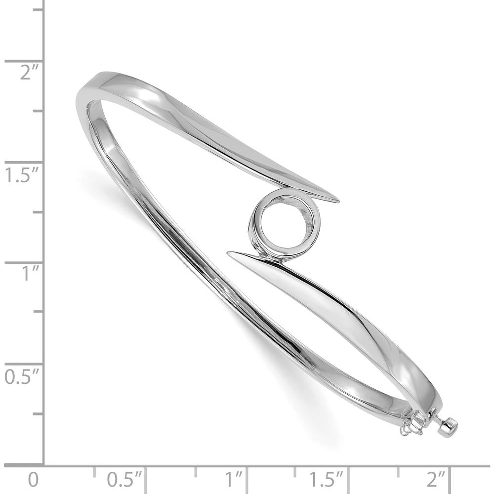14K White Gold Hinged Oval Bangle Bracelet Mounting for 1 Carat Round Stone by Oro Pregiato