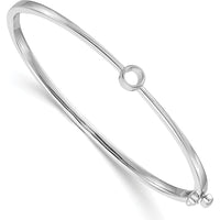 14K White Gold Hinged Oval Bangle Bracelet Mounting for 4.0mm Round 0.25 Carat Stone by Oro Pregiato
