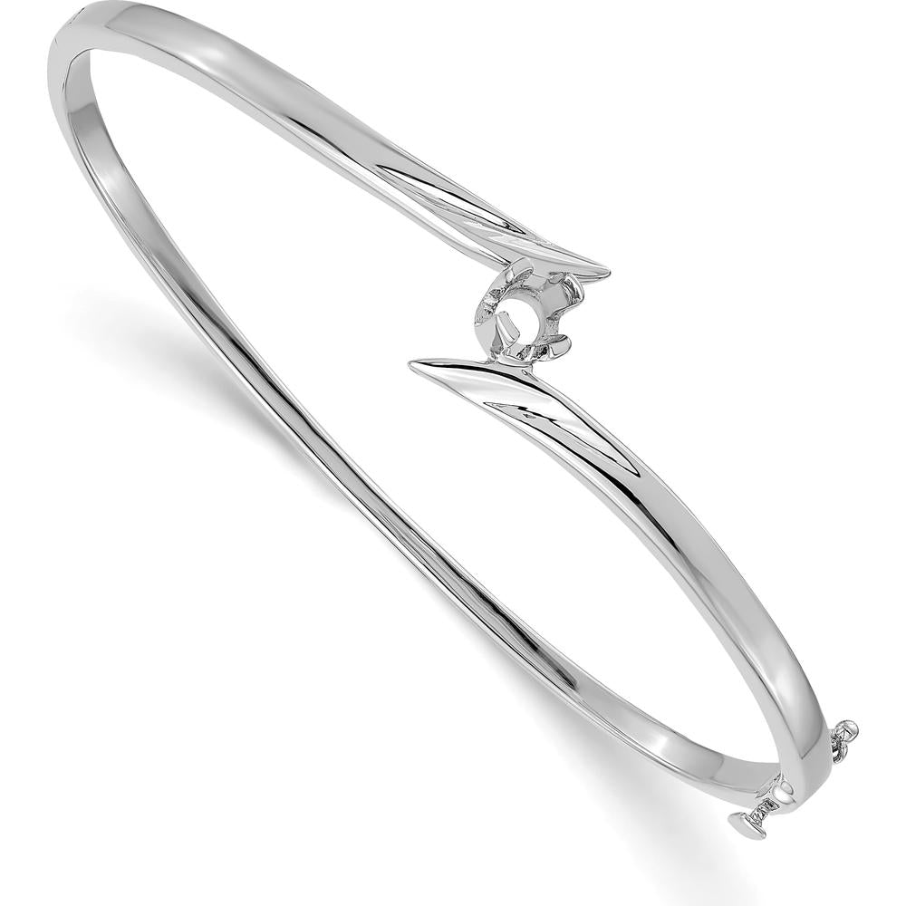 14K White Gold Hinged Oval Bangle Bracelet Mounting for 4.0mm Round 1/4-Carat Stone by Oro Pregiato