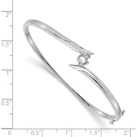14K White Gold Hinged Oval Bangle Bracelet Mounting for 4.0mm Round 1/4-Carat Stone by Oro Pregiato