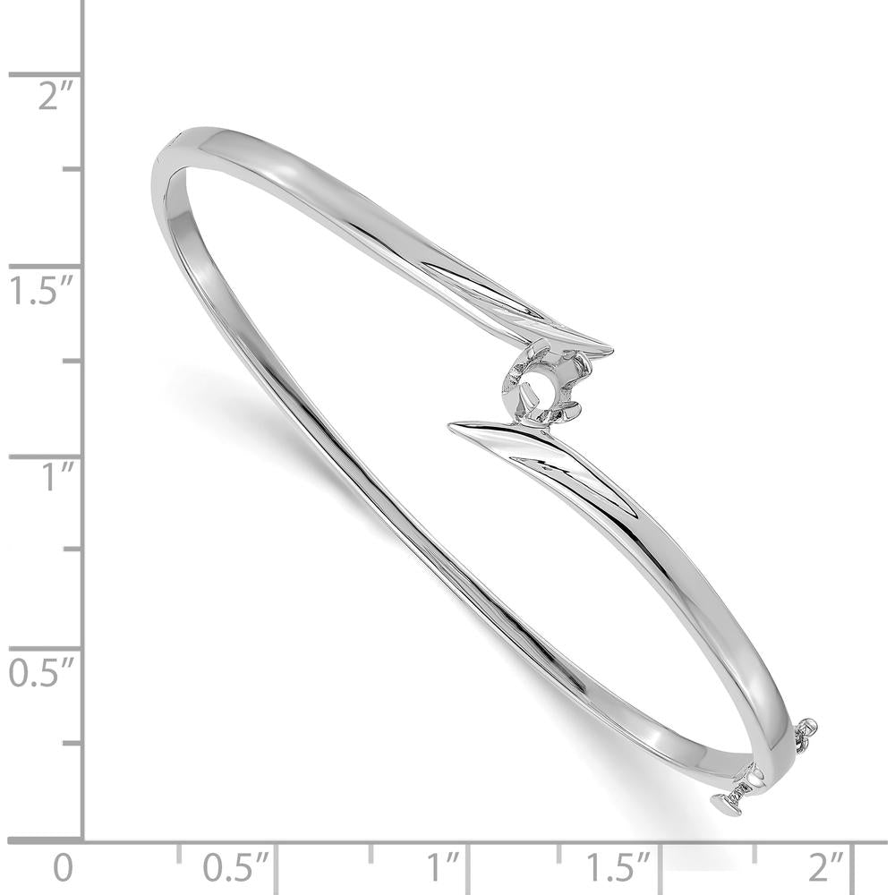 14K White Gold Hinged Oval Bangle Bracelet Mounting for 4.0mm Round 1/4-Carat Stone by Oro Pregiato