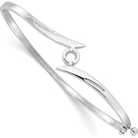 14K White Gold Hinged Oval Bangle Bracelet Mounting for 4.0mm Round Diamond - 0.25 Carat Total Mount by Oro Pregiato