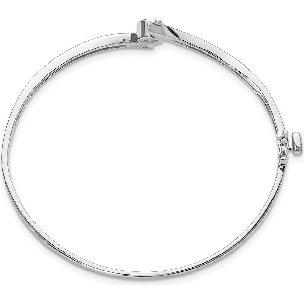 14K White Gold Hinged Oval Bangle Bracelet Mounting for 4.0mm Round Diamond - 0.25 Carat Total Mount by Oro Pregiato