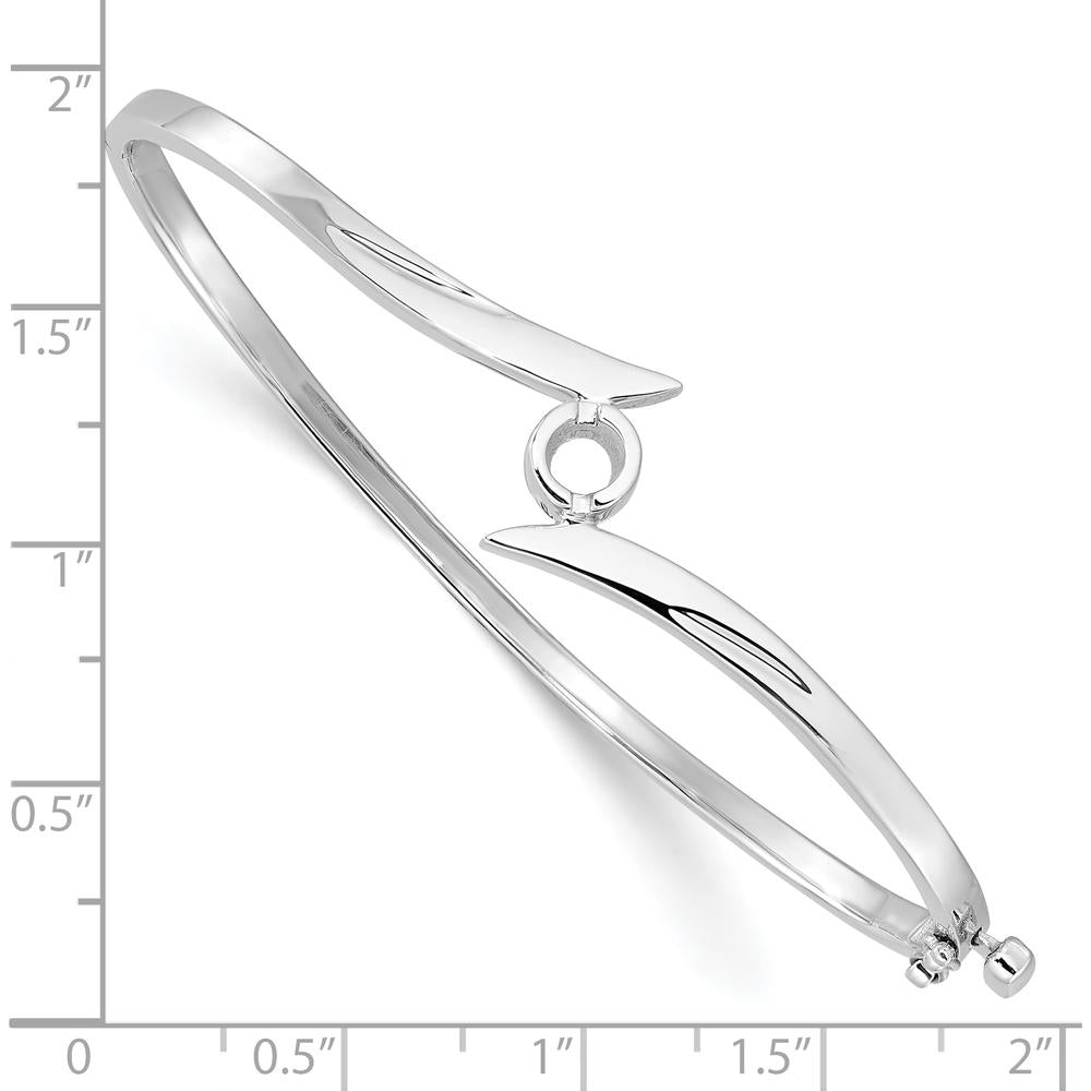 14K White Gold Hinged Oval Bangle Bracelet Mounting for 4.0mm Round Diamond - 0.25 Carat Total Mount by Oro Pregiato