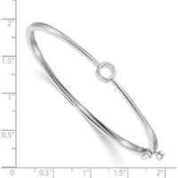 14K White Gold Hinged Oval Bangle Bracelet Mounting for 5.0mm Round Gemstone - Polished Rhodium Finish by Oro Pregiato