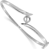 14K White Gold Hinged Oval Bangle Bracelet Mounting for 5.0mm Round Stone by Oro Pregiato