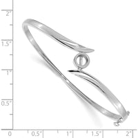 14K White Gold Hinged Oval Bangle Bracelet Mounting for 5.0mm Round Stone by Oro Pregiato