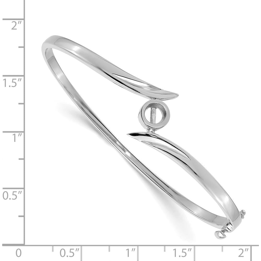 14K White Gold Hinged Oval Bangle Bracelet Mounting for 5.0mm Round Stone by Oro Pregiato