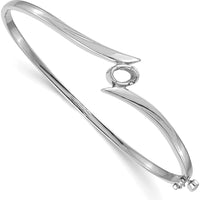 14K White Gold Hinged Oval Bangle Bracelet Mounting for 6x4mm Oval Gemstone - Polished Rhodium Finish by Oro Pregiato