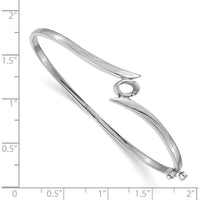 14K White Gold Hinged Oval Bangle Bracelet Mounting for 6x4mm Oval Gemstone - Polished Rhodium Finish by Oro Pregiato
