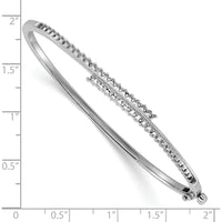14K White Gold Hinged Oval Bangle Bracelet Mounting with 42 Round Stone Settings - Holds 1.00 Carat Total Gem Weight by Oro Pregiato