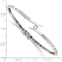 14K White Gold Hinged Oval Bangle Bracelet Mounting with Bezel and Channel Set Round Stones - Holds 0.25 Carat Center and 0.20 Carat Side Stones by Oro Pregiato