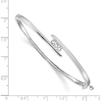 14K White Gold Hinged Oval Bangle Bracelet Mounting with Round Stone Settings by Oro Pregiato