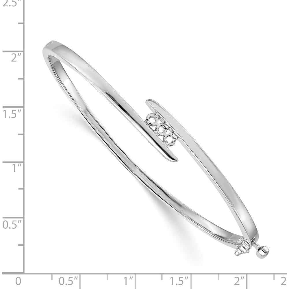14K White Gold Hinged Oval Bangle Bracelet Mounting with Round Stone Settings by Oro Pregiato