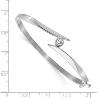 14K White Gold Hinged Oval Bangle Bracelet with 4.0mm Round Bezel-Set Diamond - 0.25 Carat Total Diamond Weight by Oro Pregiato