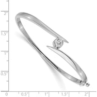 14K White Gold Hinged Oval Bangle Bracelet with Bezel-Set 4.5mm Round Diamond - 0.37 Carat Total Diamond Weight by Oro Pregiato