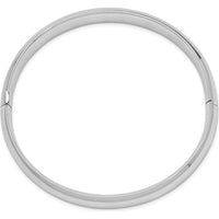 14K White Gold Hinged Oval Bangle Bracelet with Polished Finish by Oro Pregiato