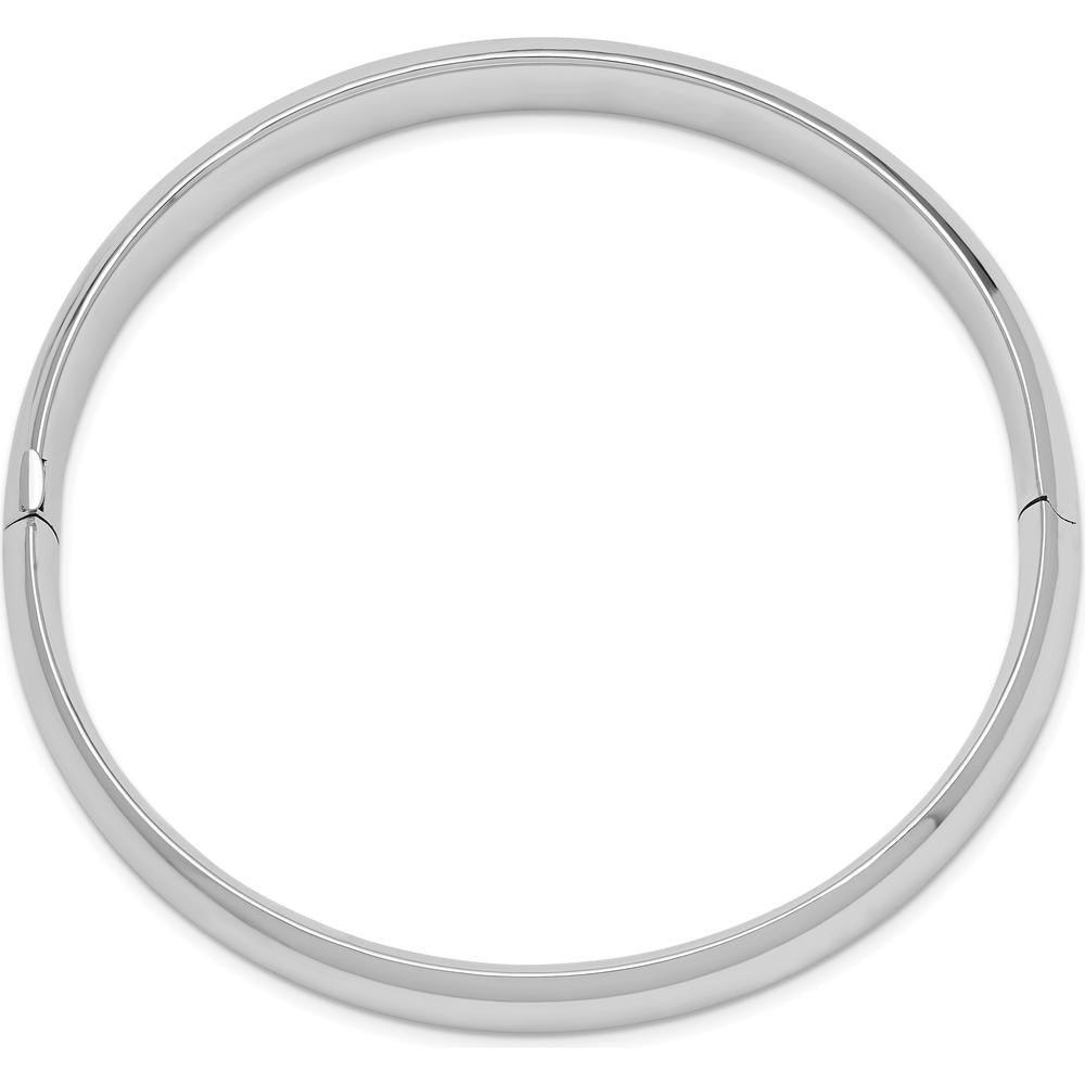 14K White Gold Hinged Oval Bangle Bracelet with Polished Finish by Oro Pregiato