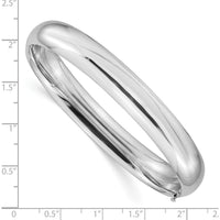 14K White Gold Hinged Oval Bangle Bracelet with Polished Finish by Oro Pregiato