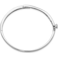 14K White Gold Hinged Oval Bangle Mounting for Three 2.2mm Round Diamonds - 1/8 Carat Total Setting by Oro Pregiato