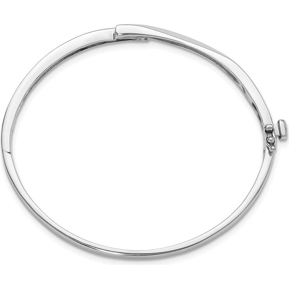 14K White Gold Hinged Oval Bangle Mounting for Three 2.2mm Round Diamonds - 1/8 Carat Total Setting by Oro Pregiato