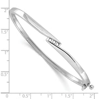 14K White Gold Hinged Oval Bangle Mounting for Three 2.2mm Round Diamonds - 1/8 Carat Total Setting by Oro Pregiato