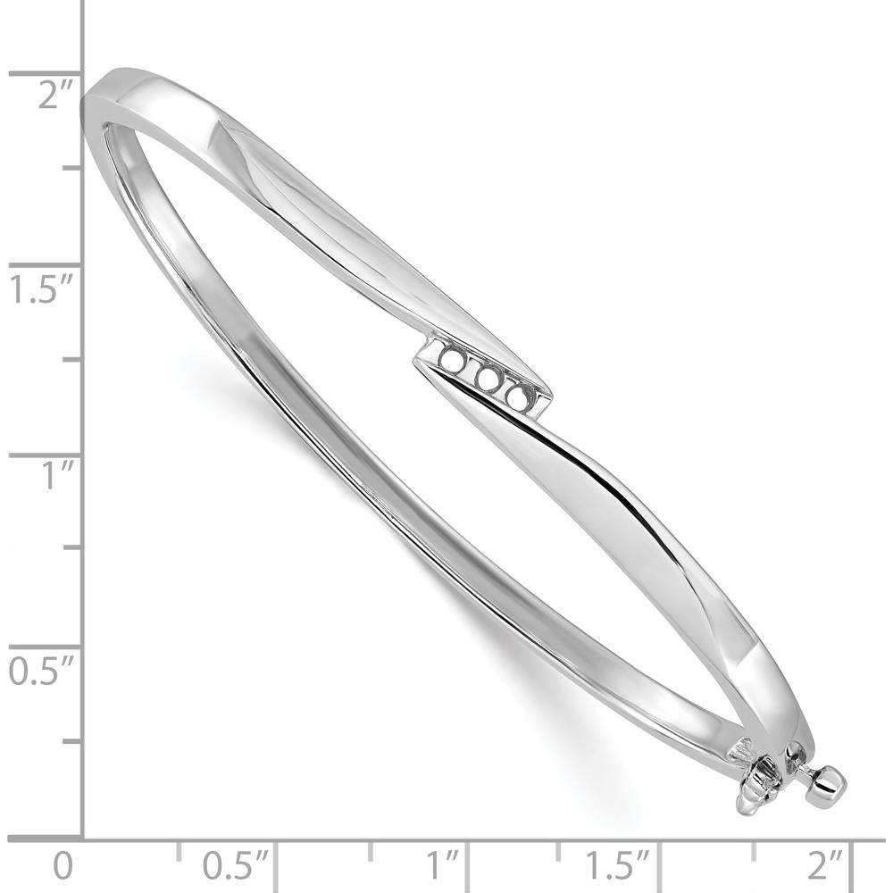 14K White Gold Hinged Oval Bangle Mounting for Three 2.2mm Round Diamonds - 1/8 Carat Total Setting by Oro Pregiato