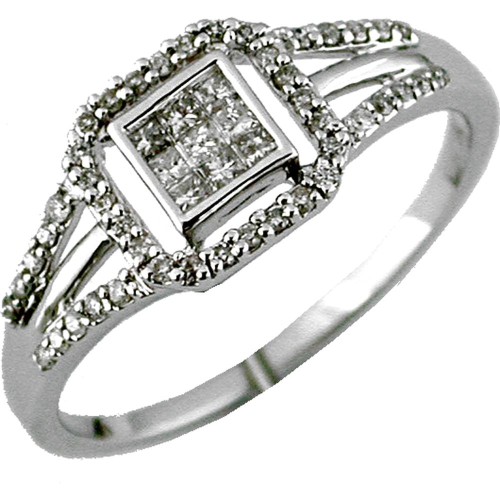 14K White Gold His & Hers Wedding Ring with Round Diamonds - 0.25 Carats Total Diamond Weight