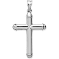 14K White Gold Hollow 3D Cross Pendant - 57mm Length by Oro Pregiato