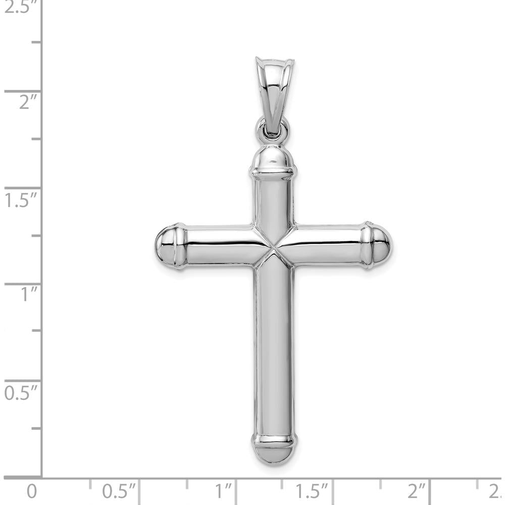 14K White Gold Hollow 3D Cross Pendant - 57mm Length by Oro Pregiato
