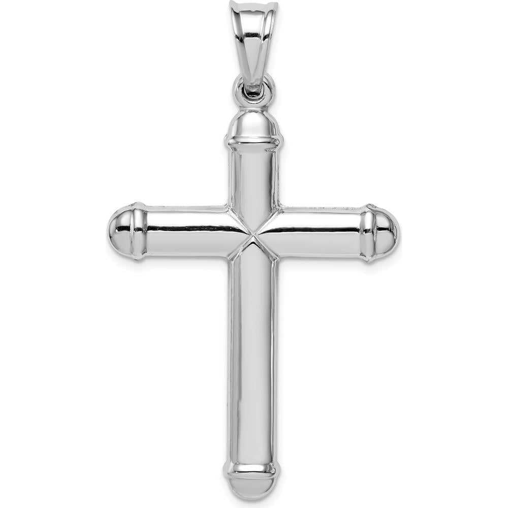 14K White Gold Hollow 3D Cross Pendant - 57mm Length by Oro Pregiato